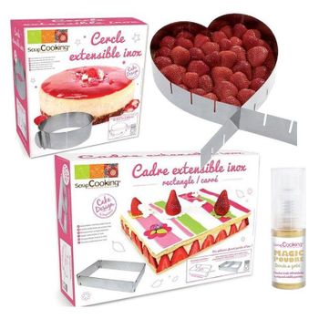 3 Marcos De Pastelería Extensibles Corazón, Círculo Y Rectángulo + Pol