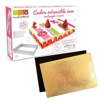 Bastidor De Repostería Extensible Rectangular + 5 Soportes Para Tartas