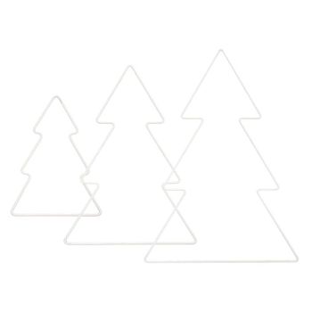 3 Árboles De Navidad Blancos Metalizados - 11, 14, 20 Cm