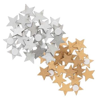 Pegatinas De Estrellas De Madera - Oro-plata