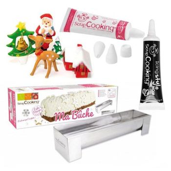 Kit Tronco De Navidad Encantada + Tubo De Glaseado Negro