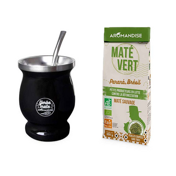 Taza De Mate Y Bombilla 230 Ml + Té Verde Silvestre Brasileño Maté 350