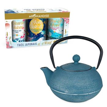 Tetera Asagao Azul 900 Ml + Caja De Té Japonés