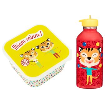 Cantimplora Para Niños + Caja De Merienda - Tigre