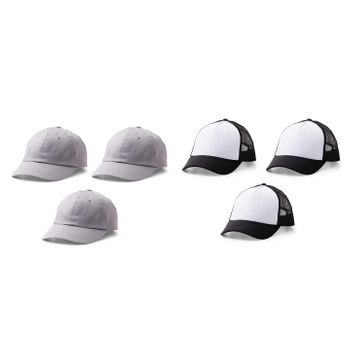 6 Gorras De Cricut Para Personalizar - Negro/ Blanco + Gris