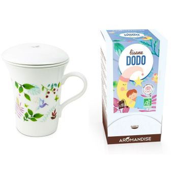 Tetera De Porcelana Floreada 250ml + Té De Hierbas Para Dormir Para Ni