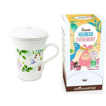 Tetera De Porcelana Floreada 250ml + Té De Hierbas Especial Para Embar