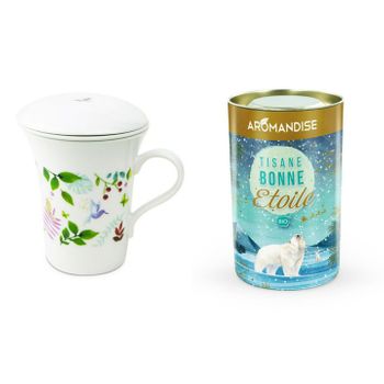 Tetera De Porcelana Floreada 250ml + Té De Hierbas Bonne Etoile