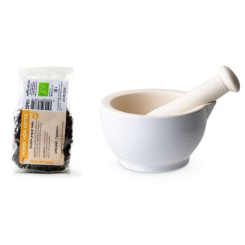 Mortero De Gres Blanco + Pimienta Negra Entera Ecológica - 55 G