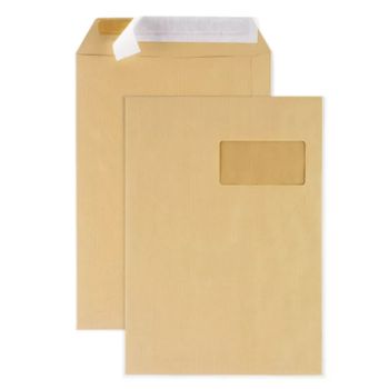 5 Bolsillos De Papel Kraft Con Ventana - 22,9 X 32,4 Cm