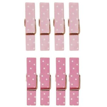 16 Mini Pinzas De Madera Magnéticas Rosas 3,5 Cm