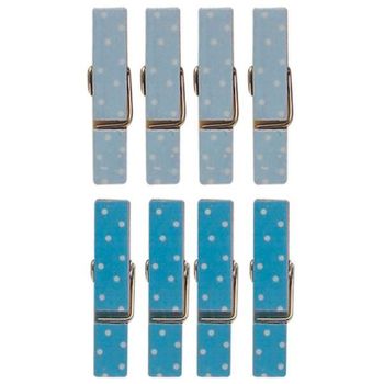 16 Mini Pinzas De Madera Magnéticas Azules 3,5 Cm