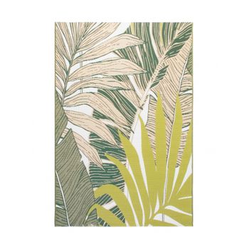 Alfombra Salón, Dormitorio, Cocina Yute Efecto Tropical Foliage Patterns Verde/beige 150x200cm