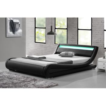 Cama De Polipiel Negra Con Led Integrados 140x190  Seattle