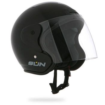 Casco De Moto Jet Sun 2 - Negro Patentado Stormer