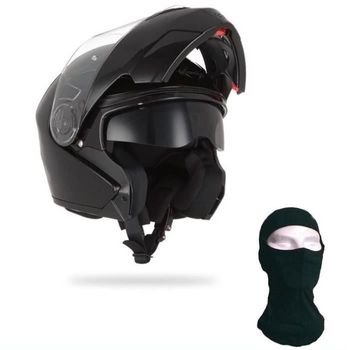 Casco Modular Turn Negro Barnished + Hood Stormer