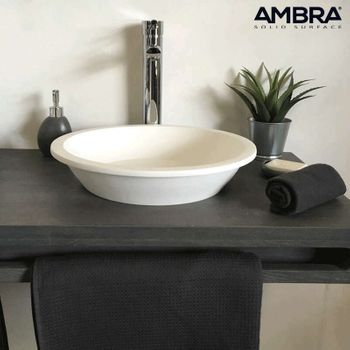 Colección Bloom - Lavabo Sobre Encimera De Solid Surface 41 Cm - Ambra