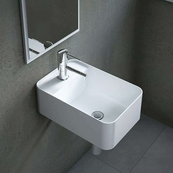 Colección Falco - Lavabo Suspendido De 40 Cm En Solid Surface - Ambra