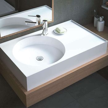 Colección Sara - Lavabo Sobre Encimera Rectangular 80 Cm En Solid Surface - Ambra