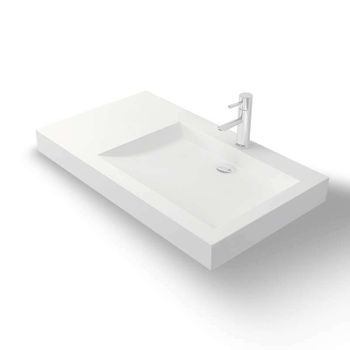 Lavabo De Baño Suspendido Blanco De 80 Cm, En Solidsurface - Passoa D