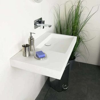 Lavabo De Pared Negro De 80 Cm En Solid Surface - Passoa Ii D