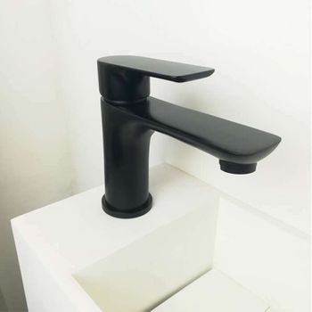 Colección Palici - Mezclador Bajo De Latón Negro Mate Para Lavabo - Lowy