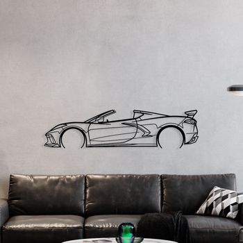 Decoración De Pared De Metal - Detallado Corvette C8 Convertible - Decoración De Pared - 100cm