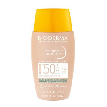 Crema Solar Con Color, Photoderm Nude Biotouch Muy Claro, Spf 50+, 40ml