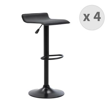 Set 4 Taburetes Leo De Bar Ajustable Negro