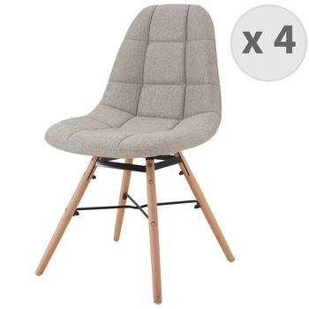 Uma-silla Escandinava Tela Color Lino Patas De Madera De Haya (x4)