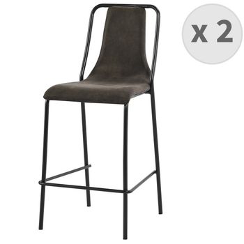 Set De 2 Sillas De Comedor Gagnef Polipiel / Metal / Ratán 82 X 56 X 55 Cm  - Marrón Y Negro [en.casa] con Ofertas en Carrefour