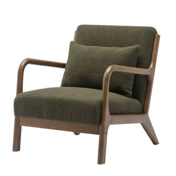 Zack-sillón De Salón En Tejido Rizado Army Y Madera