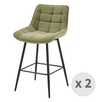 Grant-silla De Bar De Tela Verde Y Metal Negro (x2)