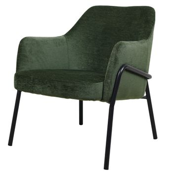 Layton-sillón Lounge, Tela  Verde Y Metal Negro Mate