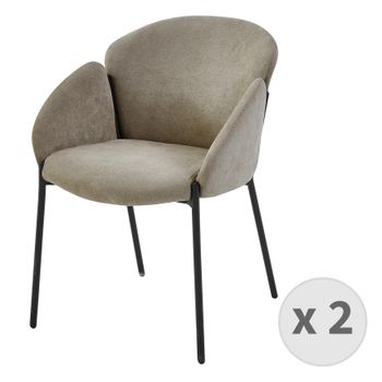 Candice-silla En Tela Marrón Claro Y Metal Negro (x2)