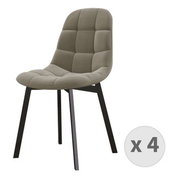 Stellia-silla Terciopelo Taupe Y Metal Negro (x4)