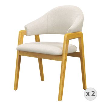 Wool-silla De Tela De Lino Y Madera Natural (x2)