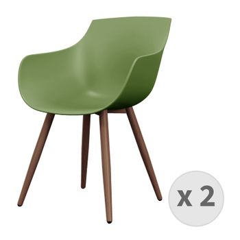 Yanice-silla Verde Patas Metal Nogal (x2)
