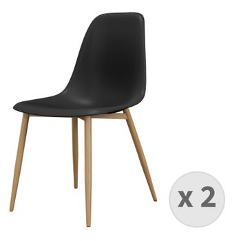 Ester-silla Negra Y Metal Roble (x2)