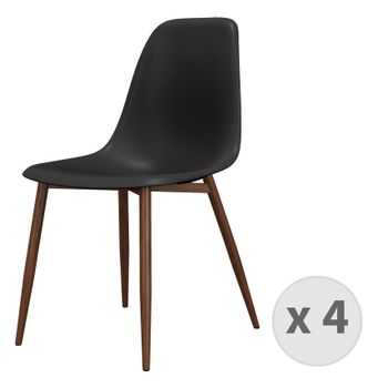 Ester-silla Negra Y Metal Nogal (x4)