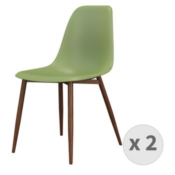 Ester-silla Verde Y Metal Nogal (x2)