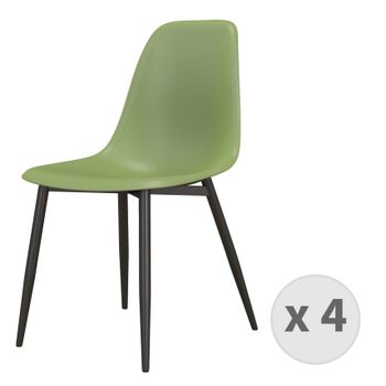 Ester-silla Verde Y Metal Negro (x4)