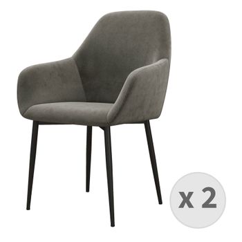 Gabin-sillón De Mesa En Terciopelo Gris Carbón Y Metal (x2)