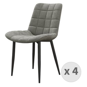 Sacha-silla Terciopelo Gris Carbón Y Metal Negro (x4)