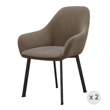 Victor-silla Terciopelo Marron Y Metal Negro (x2)