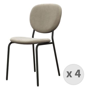 Anais-silla Terciopelo Taupe Y Metal Negro (x4)