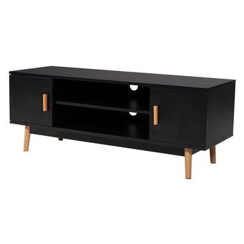 Mueble TV madera clara/negro 160 x 39 cm FIORA 