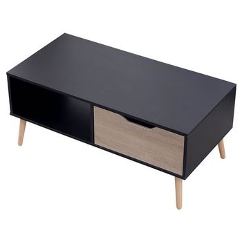 Mesa Baja Negra De Estilo Escandinavo Con Cajón Freja