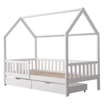 Cama Cabaña Con Cajones Blanca Para Niños Marceau 190x90cm