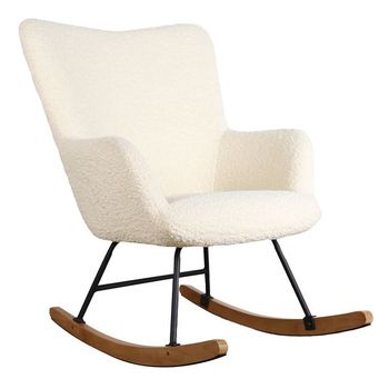 Silla Mecedora Borreguito Efecto Lana Rizada Beige Kaira